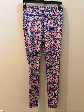 ZELOS Girls Abstract Print Leggings in Pink & Blue